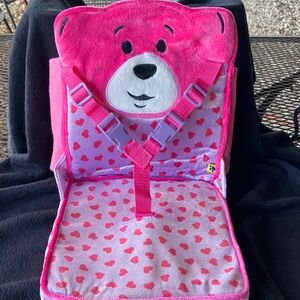 Build-A-Bear Pink Heart Doll Carrier attaches to your luggage